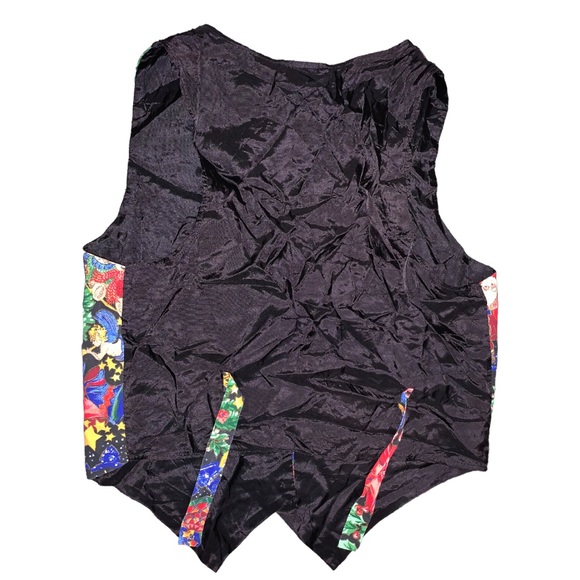 Vintage 111 Main Christmas Vest Medium Festive Holiday Print Waistcoat - Picture 11 of 14